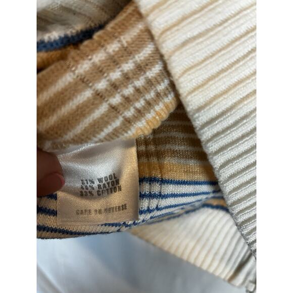 St John Sport Zip Front Nuetral Striped Sweater Vest Size Medium Women's Classic - Picture 6 of 7